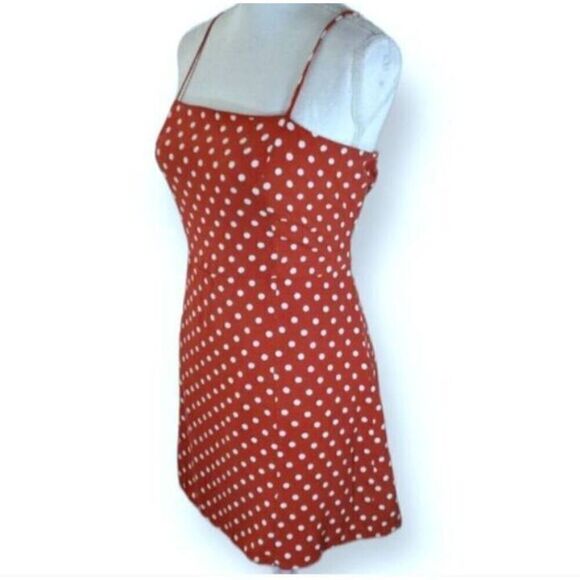SKY AND SPARROW BRICK & CREAM/WHITE POLKA-DOT DRESS SZ.XL EUC. - Picture 5 of 9